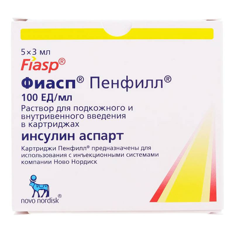 Фиасп Пенфилл 100 ЕД/мл раствор для подкожного и внутривенного введения картридж 3 мл 5 шт
