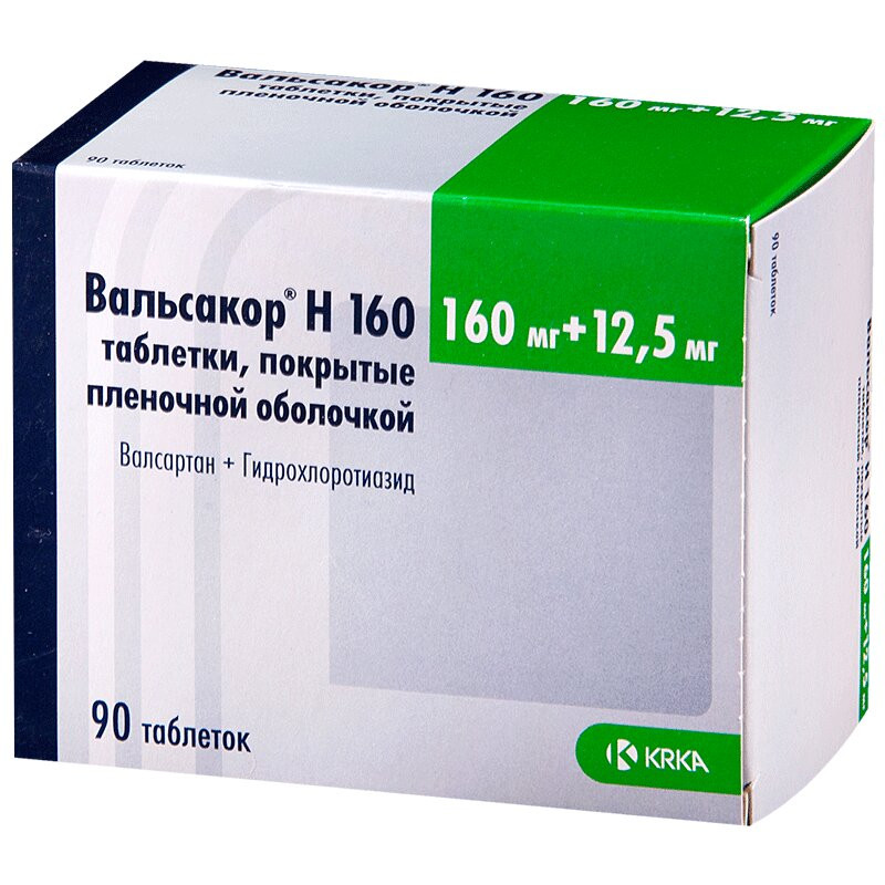 Вальсакор Н160 160 мг+12,5 мг таблетки 90 шт