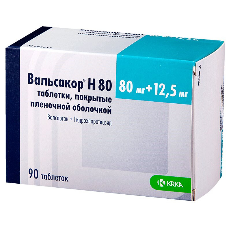 Вальсакор Н80 80 мг+12,5 мг таблетки 90 шт
