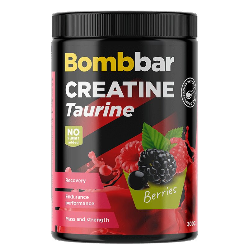 Bombbar Pro Креатин+Таурин порошок Лесные ягоды 300 г