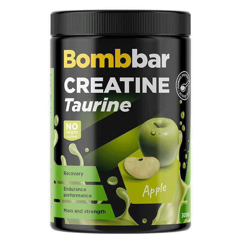 Bombbar Pro Креатин+Таурин порошок Яблоко 300 г