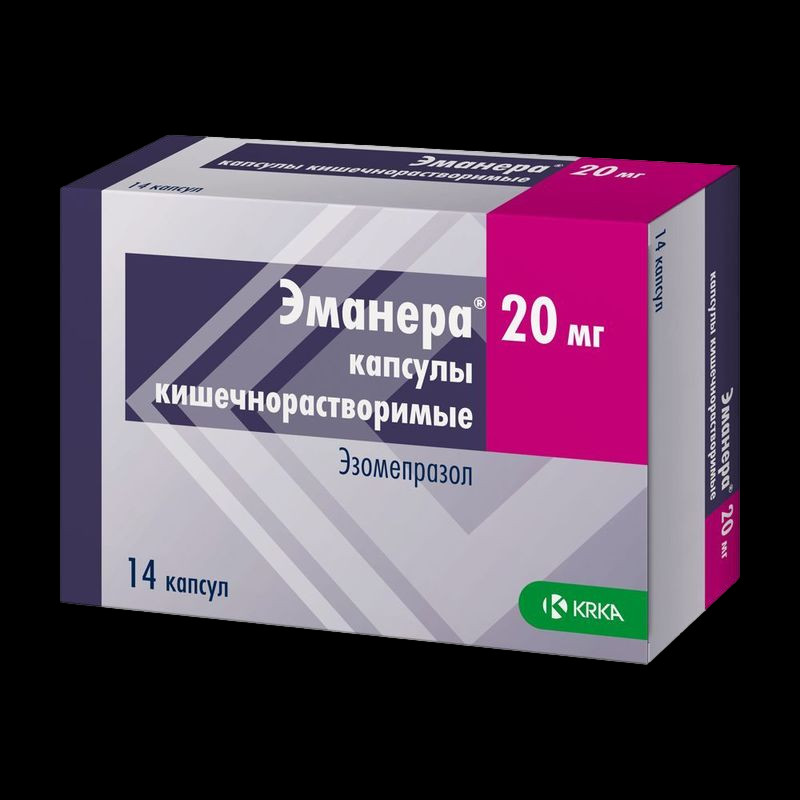 Эманера 20 мг капсулы кишечнорастворимые 14 шт