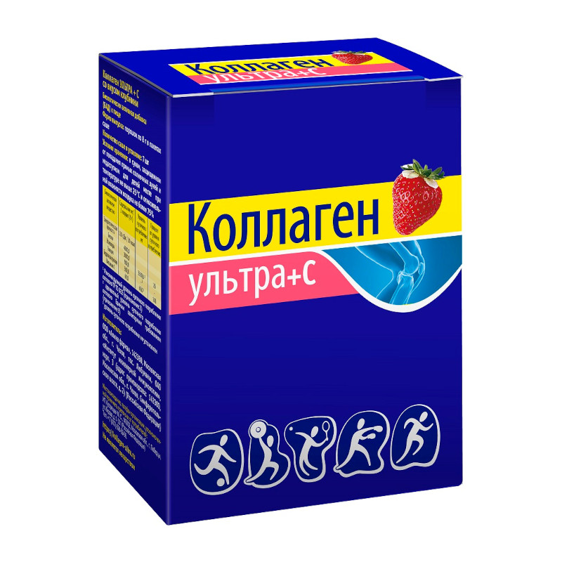 Коллаген Ультра+С порошок для приготовления раствора Клубника 8 г 7 шт