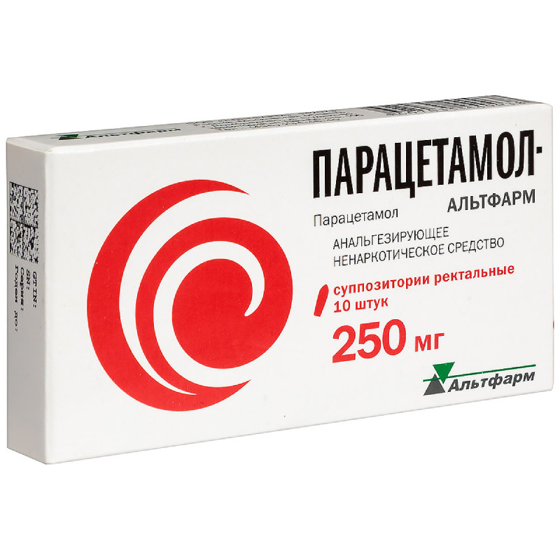 Парацетамол-Альтфарм 250 мг суппозитории ректальные 10 шт