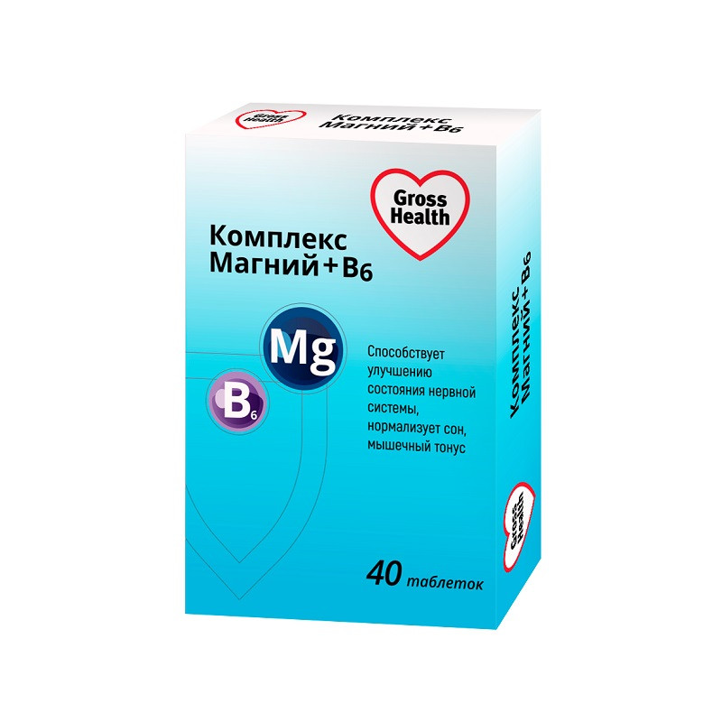 Gross Health Комплекс Магний+витамин В6 таблетки 40 шт