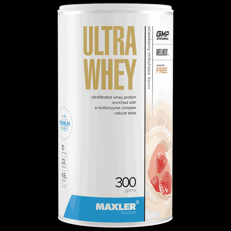 Maxler Ultra Whey Белковая сыворотка порошок Клубничный коктейль 300 г