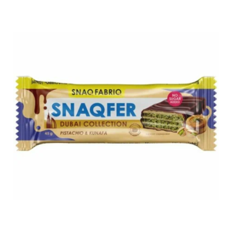 Snaqfer Батончик протеиновый вафельный Фисташковая паста-Хрустящее тесто 45 г