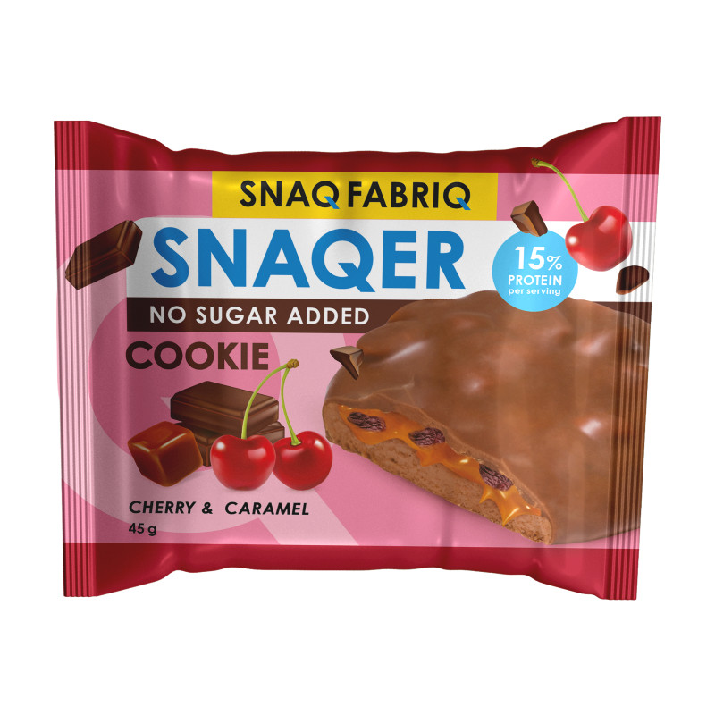 Snaqer Печенье протеиновое глазированное шоколадное Вишня-Карамель 45 г