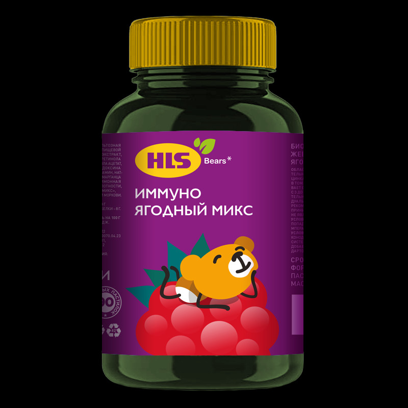 HLS Мишки Иммуно пастилки жевательные Ягодный микс 90 шт