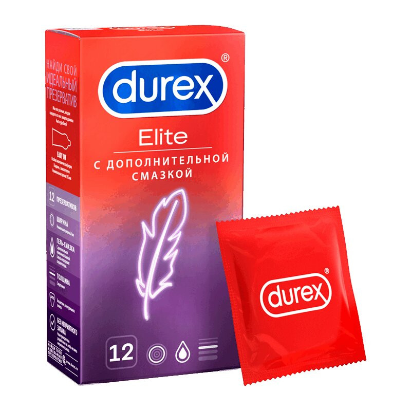 Durex Elite Презервативы сверхтонкие с дополнительной смазкой 12 шт