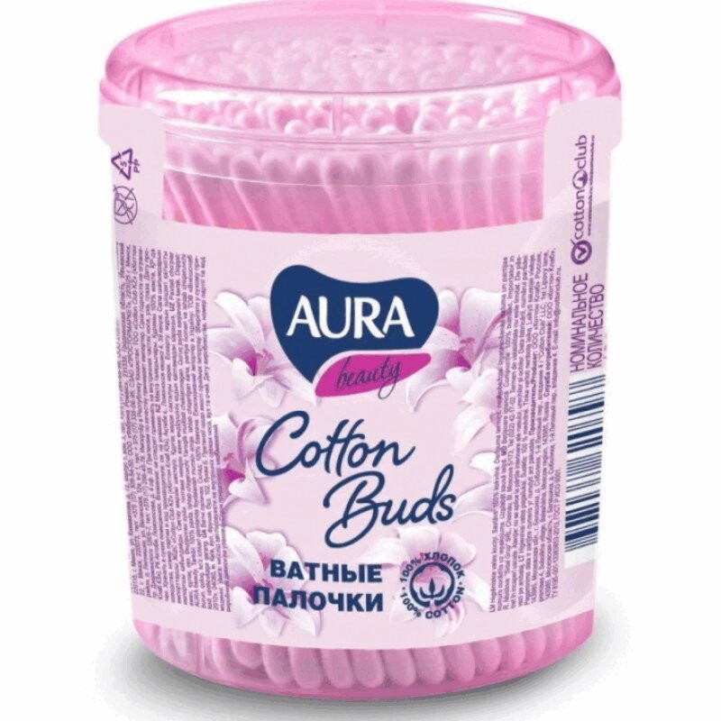 Aura Beauty Ватные палочки в стакане 100 шт