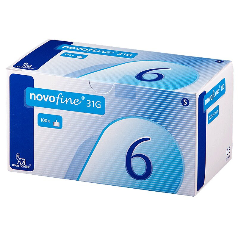 НовоФайн Иглы для шприц-ручки 31G 0,25 мм х 6 мм 100 шт