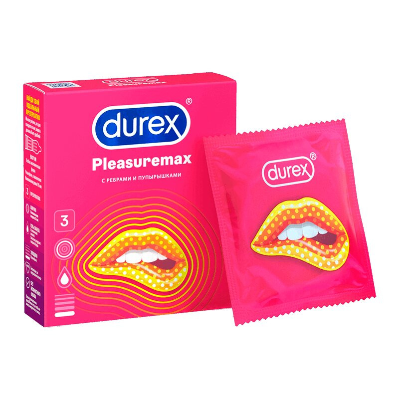 Durex Pleasuremax Презервативы с ребрами и пупырышками 3 шт