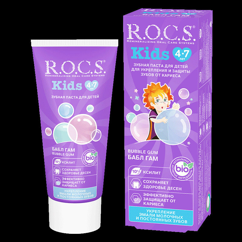 R.O.C.S. Kids Зубная паста для детей 4-7 лет Бабл Гам 45 г
