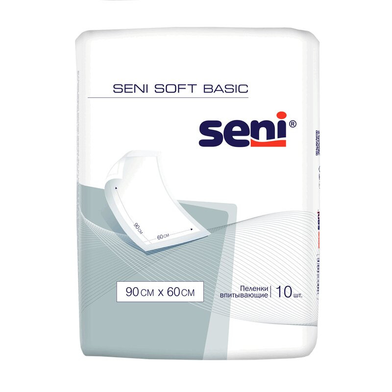 Seni Soft Basic Пеленки впитывающие одноразовые 60 см х 90 см 10 шт