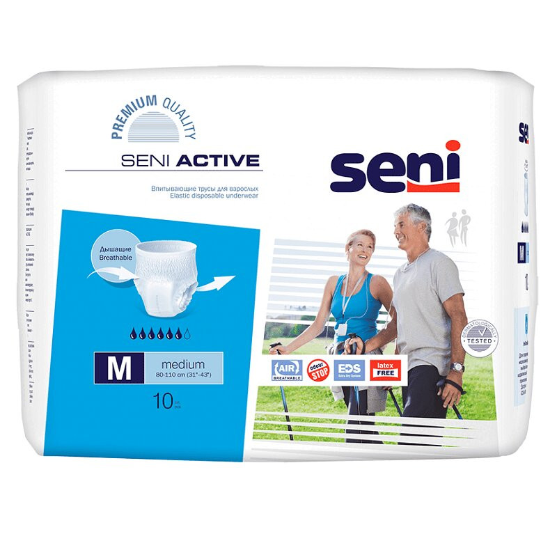 Seni Active Подгузники-трусики для взрослых размер M 10 шт