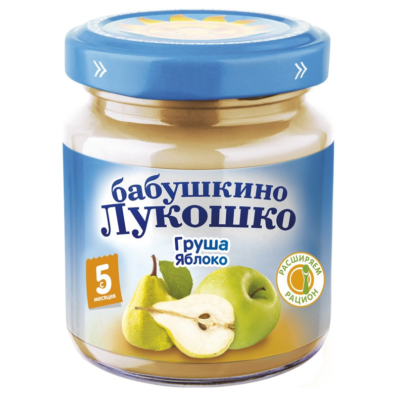 Бабушкино лукошко Пюре фруктовое Яблоко-Груша для детей с 5 месяцев 100 г