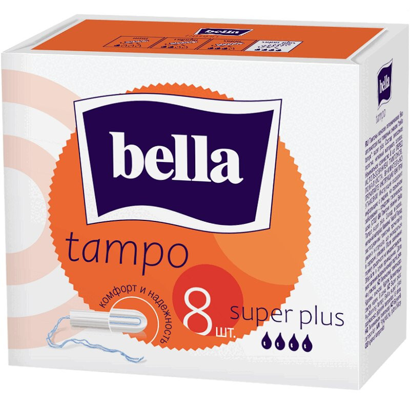 Bella Tampo Super Plus Тампоны гигиенические без аппликатора 8 шт