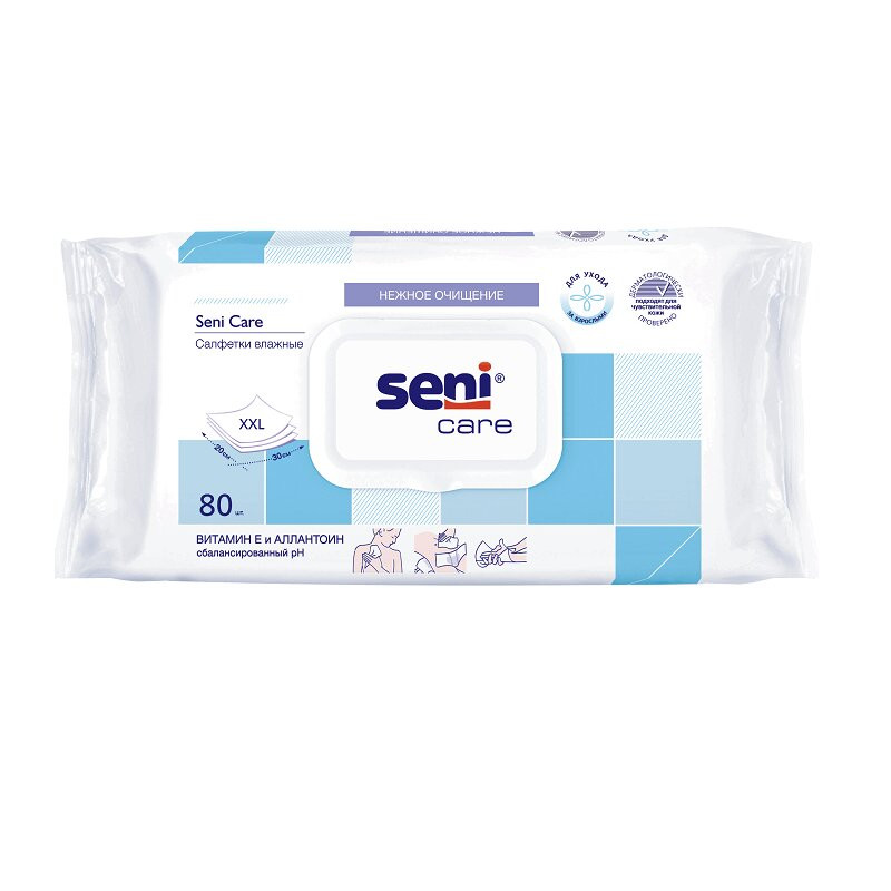 Seni Care Салфетки влажные с витамином Е и аллантоином 80 шт