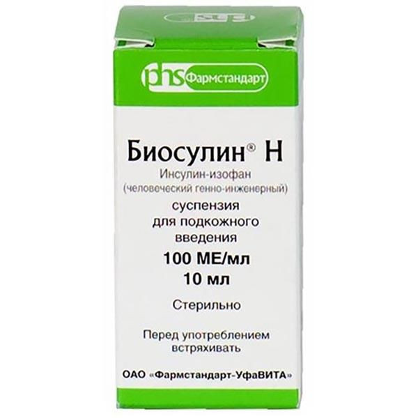 Биосулин Н 100 МЕ/мл суспензия для подкожного введения 10 мл