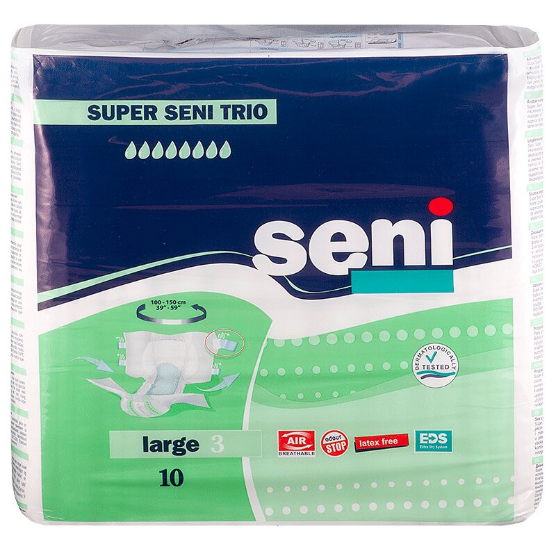 Seni Super Trio Подгузники для взрослых размер L 10 шт