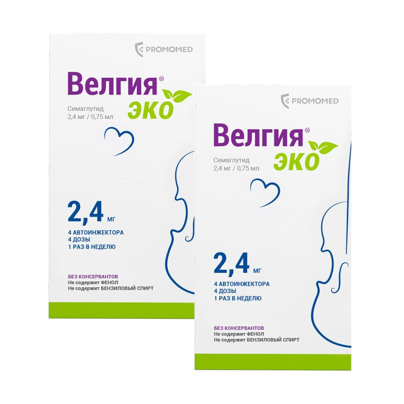 Набор 2Х Велгия Эко 2,4 мг раствор для инъекций шприц-ручка 0,75 мл 4 шт