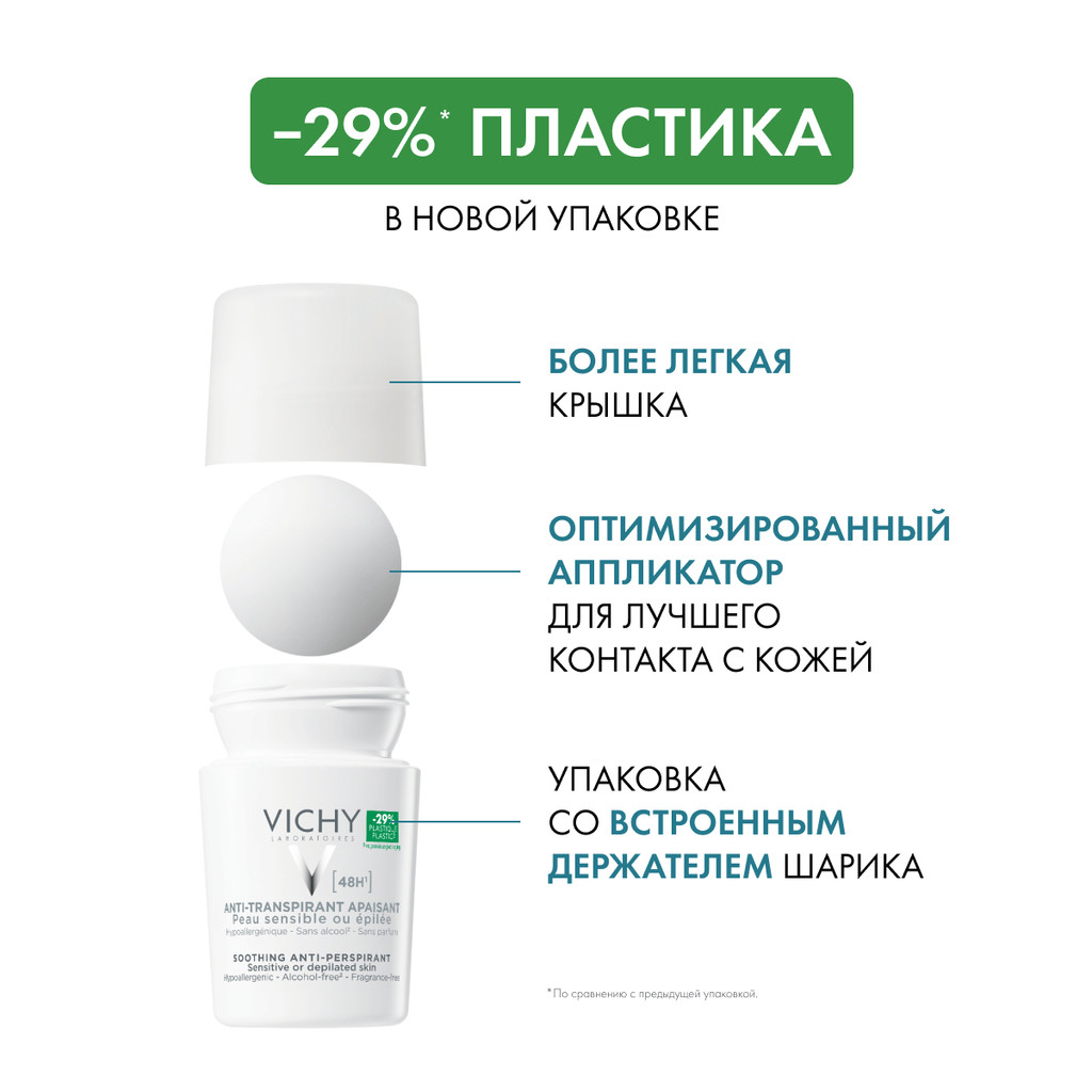 Vichy Дезодорант шариковый для чувствительной кожи 48 ч 50 мл 2 шт