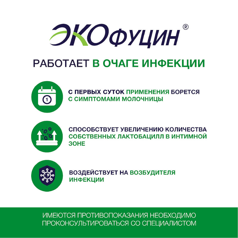 Экофуцин 100 мг суппозитории вагинальные 6 шт