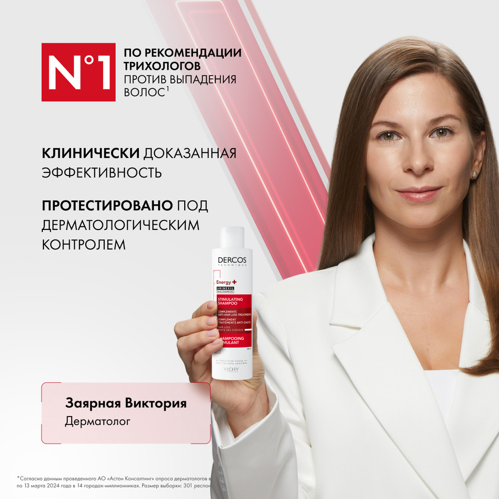 Vichy Деркос Аминексил Энерджи+ Шампунь против выпадения волос 200 мл