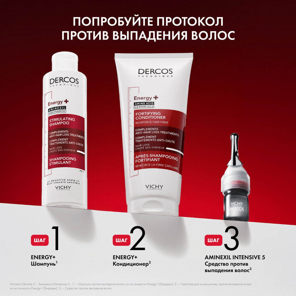 Vichy Деркос Аминексил Энерджи+ Шампунь против выпадения волос 200 мл