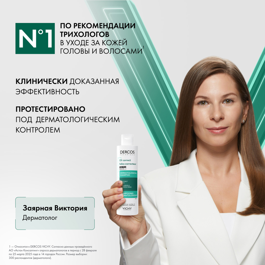 Vichy Dercos Шампунь себорегулирующий для жирных волос 200 мл