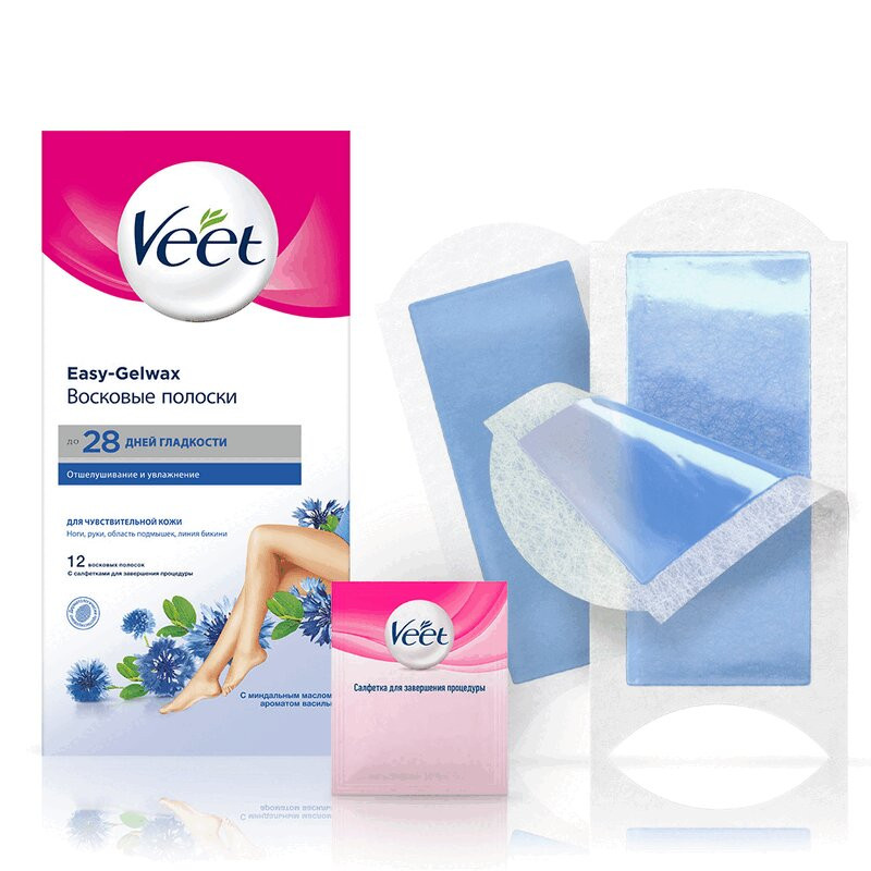 Veet Восковые полоски для депиляции чувствительной кожи 12 шт