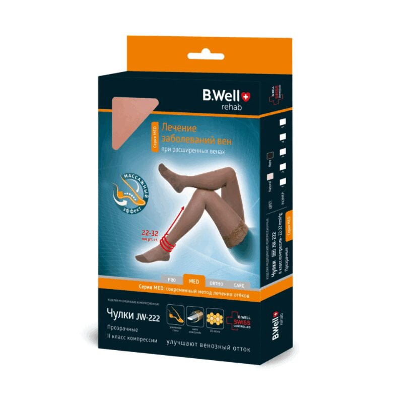 B.Well Med Чулки компрессионные JW-222 2 класс компрессии размер 5 Черные