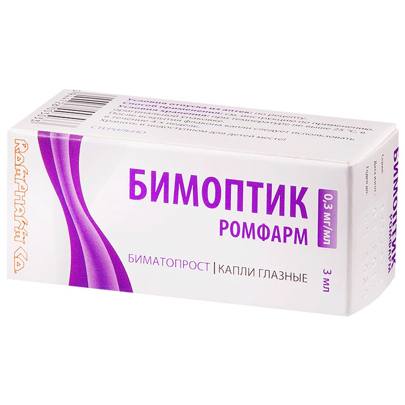Бимоптик Ромфарм 0,3 мг/мл капли глазные 3 мл