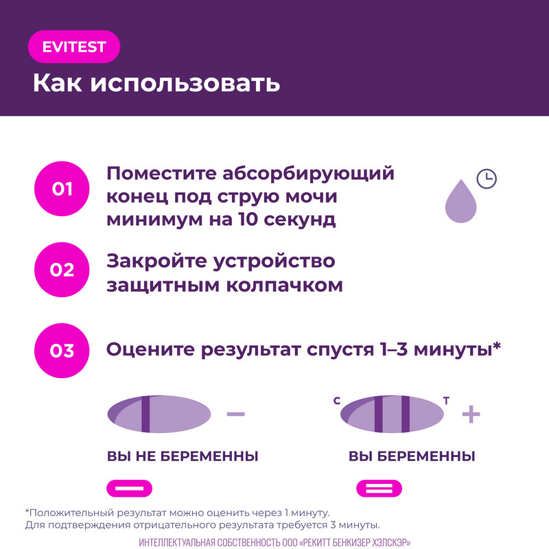 Evitest Perfeсt Тест на беременность струйный тест-кассета 1 шт