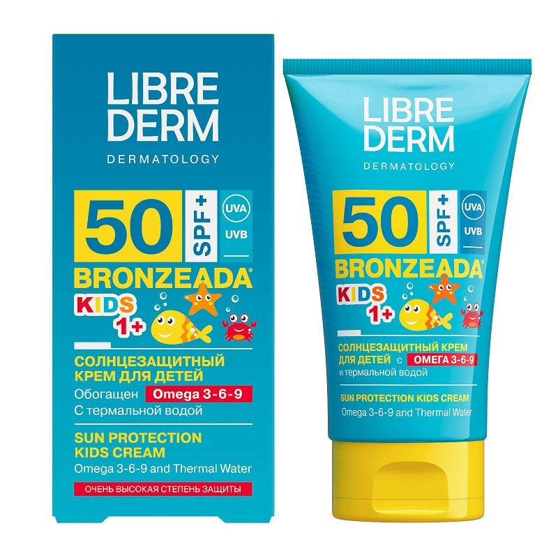 Librederm Bronzeada Крем солнцезащитный для детей SPF 50+ с Омега 3-6-9 и Термальной водой 150 мл