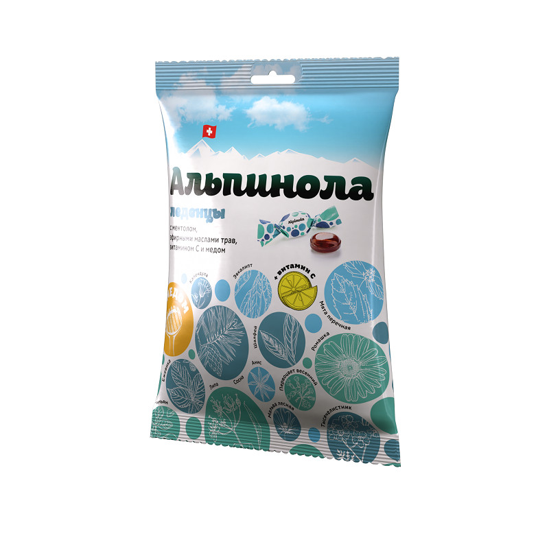 Альпинола леденцы для рассасывания Мед-Ментол 75 г