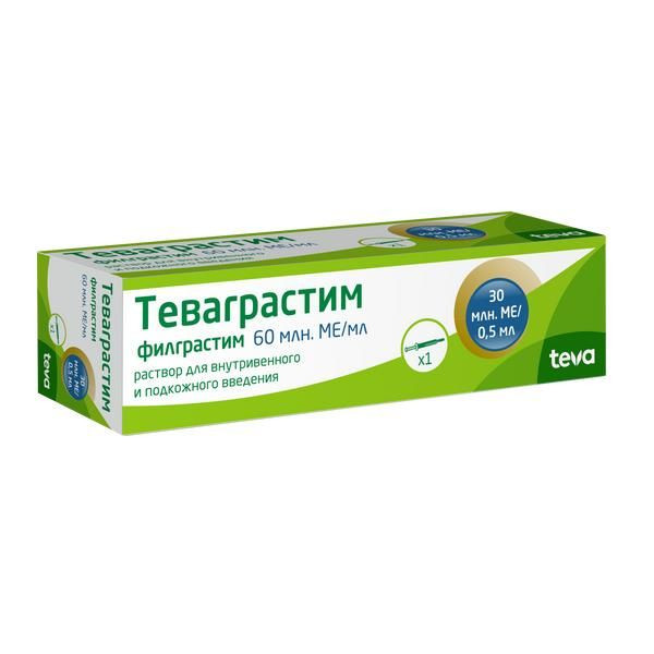 Теваграстим 60 млн МЕ/мл раствор для инъекций шприц 0,5 мл 1 шт
