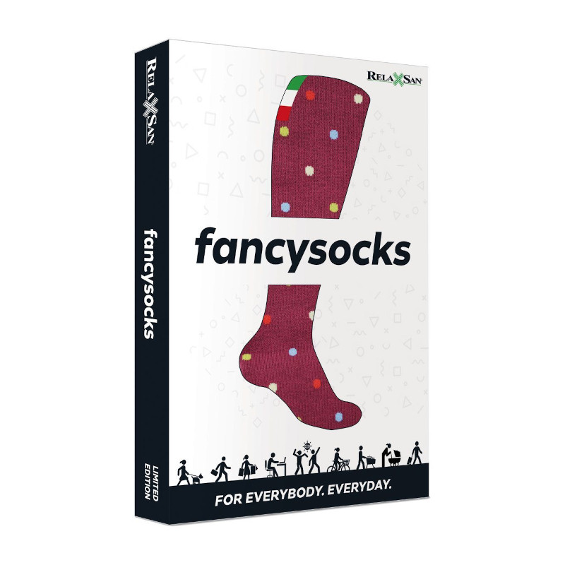 Relaxsan Гольфы компрессионные Cotton Socks Fancy 1 класс компрессии размер 4 Бордо-Горох