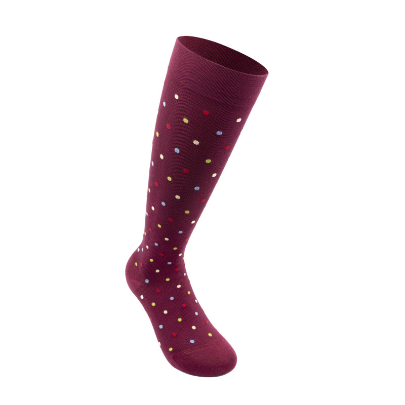 Relaxsan Гольфы компрессионные Cotton Socks Fancy 1 класс компрессии размер 4 Бордо-Горох