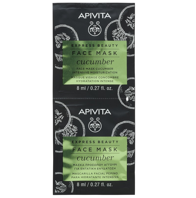 Apivita Express Beauty Маска для лица интенсивная увлажняющая Огурец 8 мл 2 шт