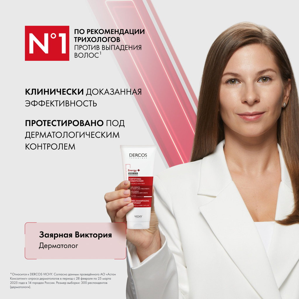 Vichy Dercos Energy+ Кондиционер укрепляющий против выпадения волос 200 мл