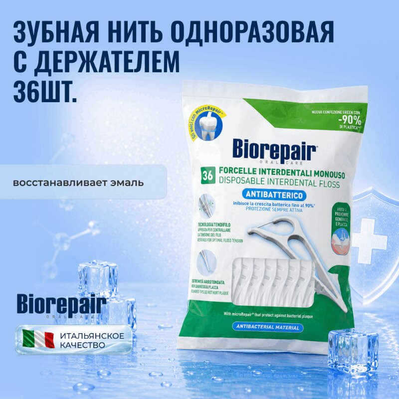 Biorepair Зубная нить одноразовая с держателем 36 шт
