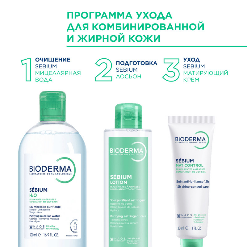 Bioderma Sebium Мицеллярная вода для жирной и проблемной кожи 250 мл