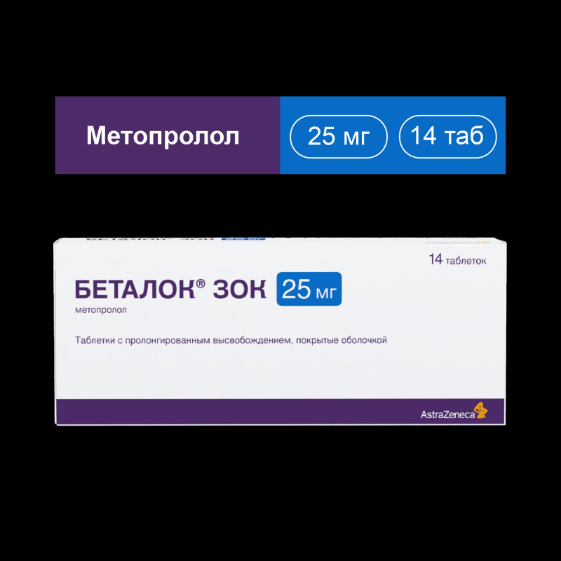 Беталок ЗОК 25 мг таблетки с пролонгированным высвобождением 14 шт