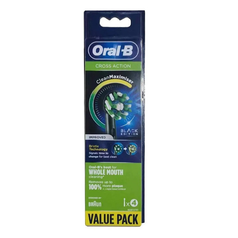 Oral-B Cross Action CleanMaximiser Насадка для электрической зубной щетки Черная 4 шт