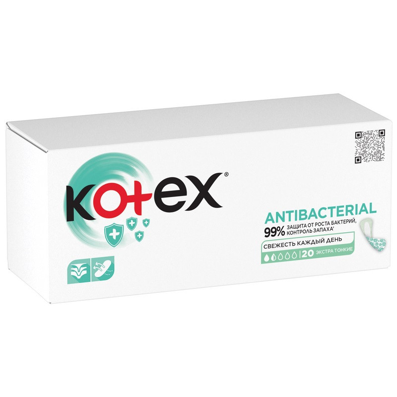 Kotex Antibacterial Прокладки ежедневные Экстра Тонкие 20 шт