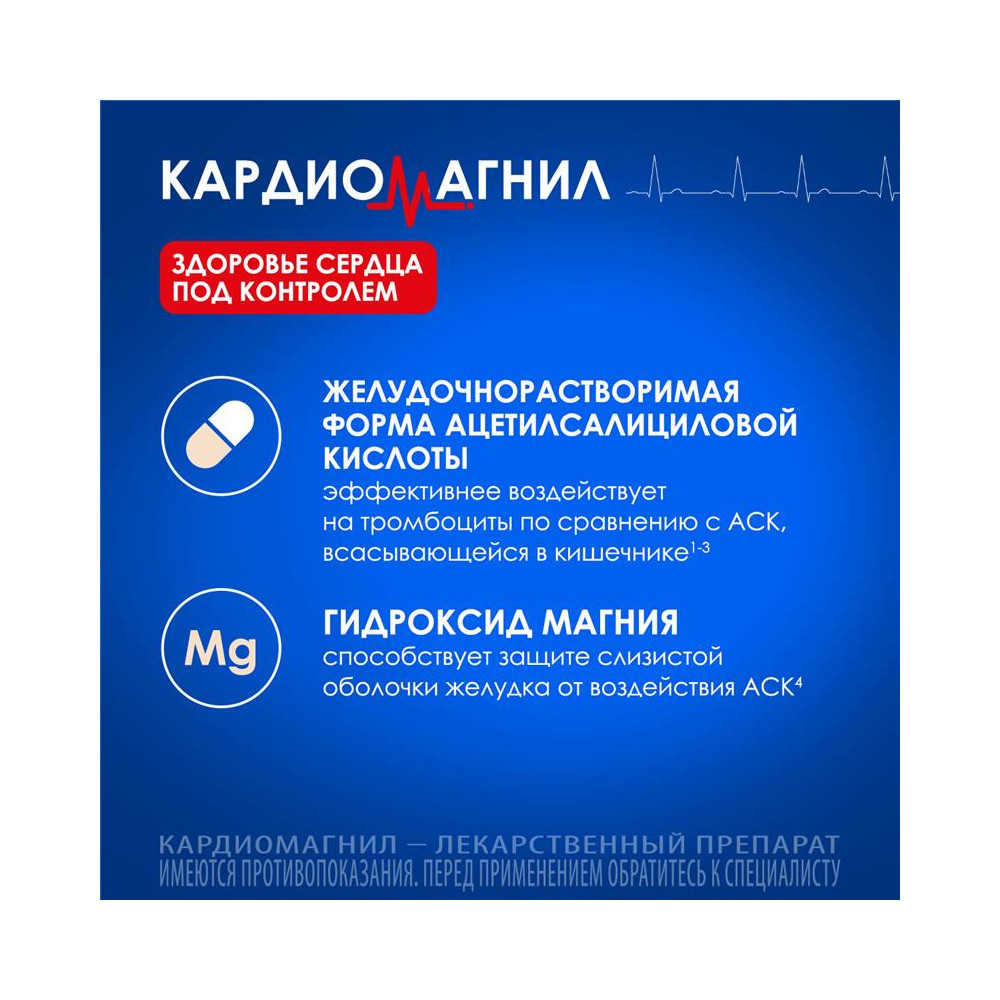Кардиомагнил 75 мг+15,2 мг таблетки 30 шт