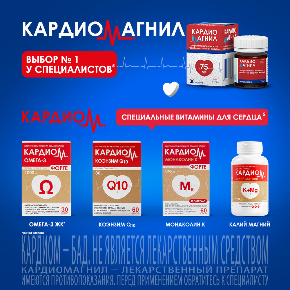 Кардиомагнил 75 мг+15,2 мг таблетки 30 шт