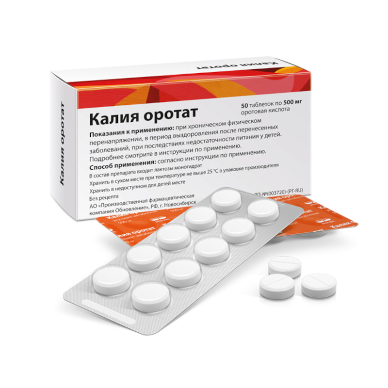Калия оротат 500 мг таблетки 50 шт